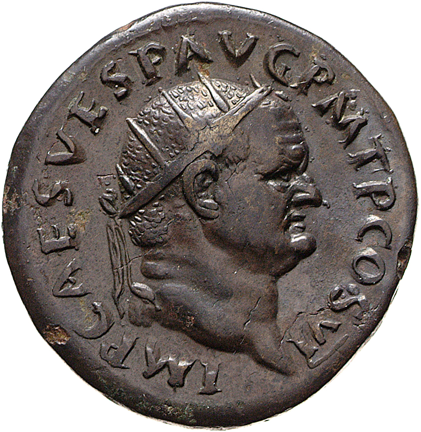 RIC II, Part 1 (second edition) Vespasian 820 Vespasian obverse, Head of Vespasian, radiate, right