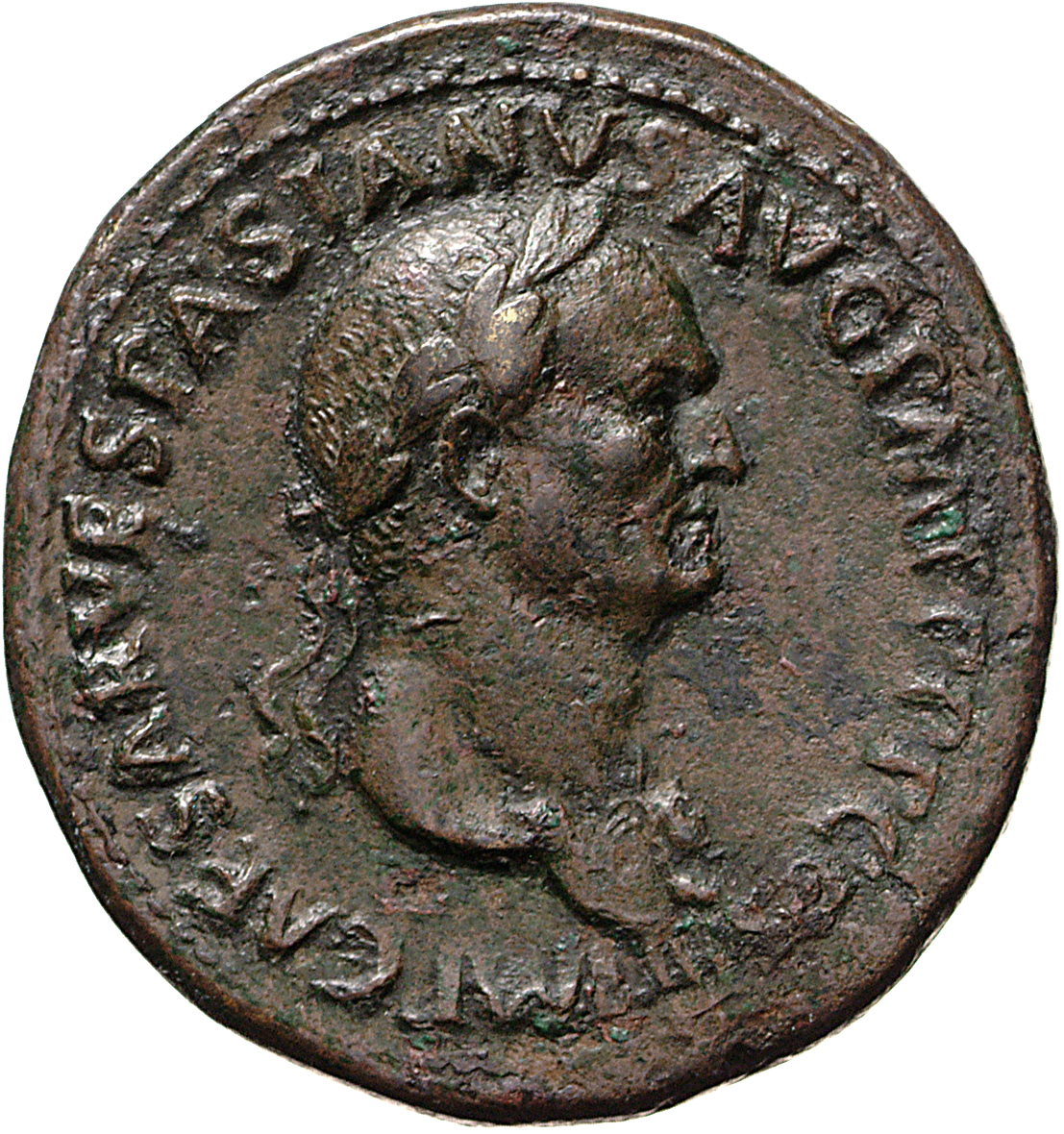 RIC II, Part 1 (second edition) Vespasian 83 Vespasian obverse, Bust of Vespasian, laureate, right with aegis
