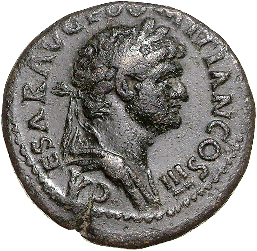 RIC II, Part 1 (second edition) Vespasian 832 Vespasian obverse, Bust of Domitian, laureate and draped, right
