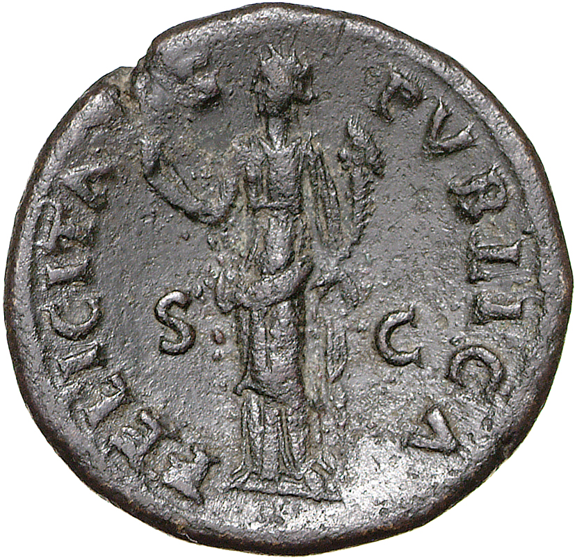 RIC II, Part 1 (second edition) Vespasian 832 Vespasian reverse, Felicitas standing left, holding caduceus and cornucopiae