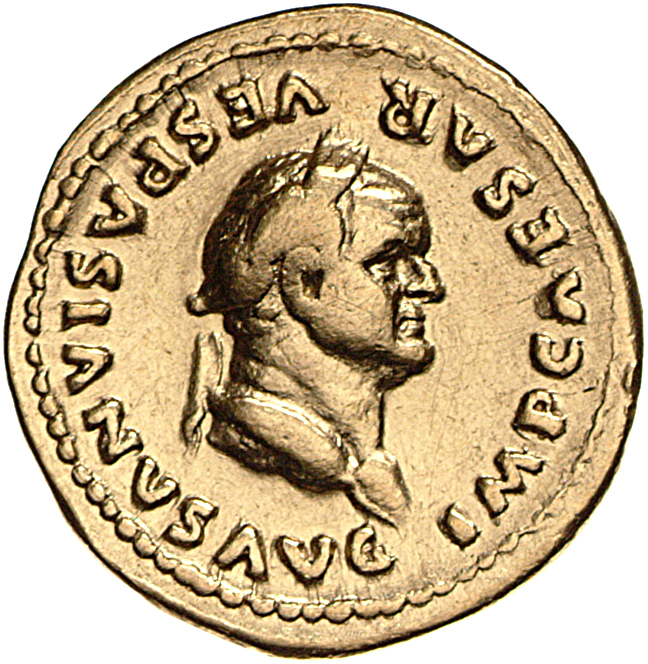 RIC II, Part 1 (second edition) Vespasian 838 Vespasian obverse, Head of Vespasian, laureate, right