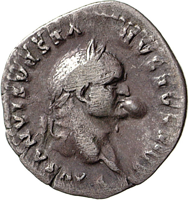 RIC II, Part 1 (second edition) Vespasian 845 Vespasian obverse, Head of Vespasian, laureate, right