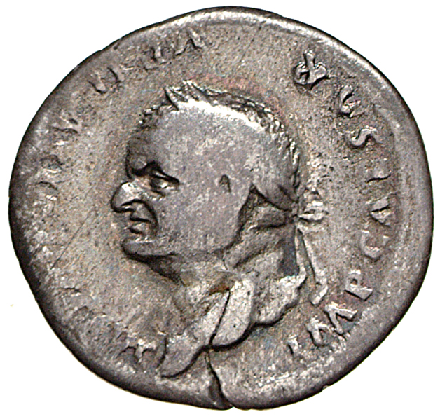 RIC II, Part 1 (second edition) Vespasian 848 Vespasian obverse, Head of Vespasian, laureate, left