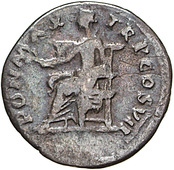 RIC II, Part 1 (second edition) Vespasian 853 Vespasian reverse, Pax, draped, seated left on throne, holding out branch in...