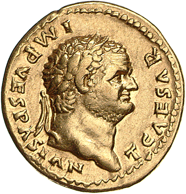 RIC II, Part 1 (second edition) Vespasian 857 Vespasian obverse, Head of Titus, laureate, right
