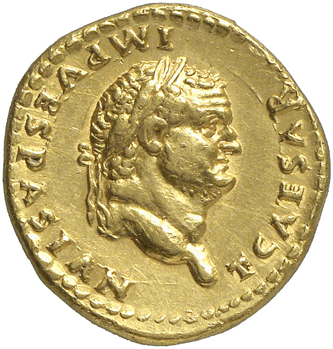 RIC II, Part 1 (second edition) Vespasian 857 Vespasian obverse, Head of Titus, laureate, right