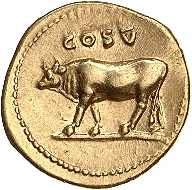 RIC II, Part 1 (second edition) Vespasian 859 Vespasian reverse, Heifer standing left