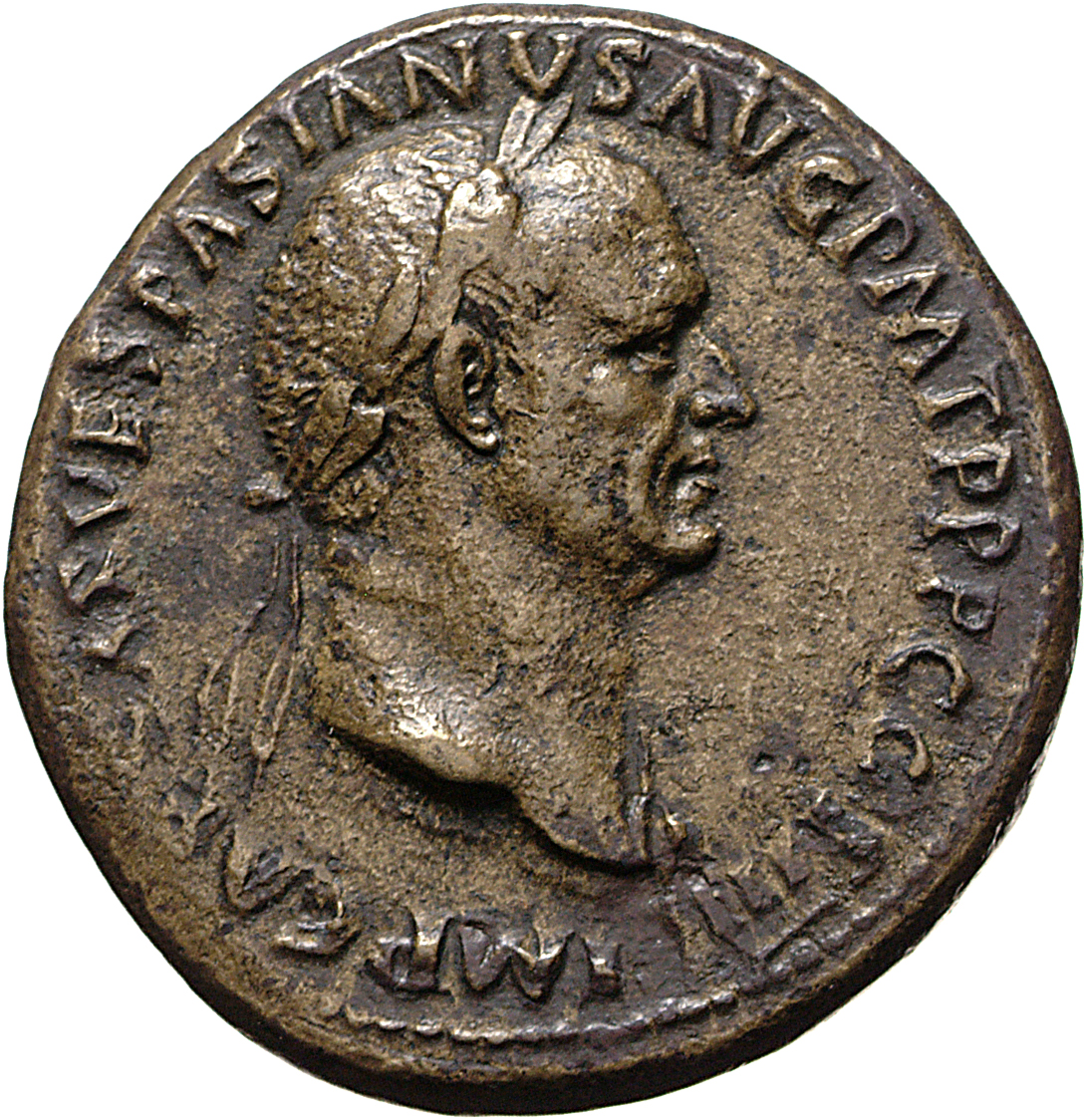 RIC II, Part 1 (second edition) Vespasian 86 Vespasian obverse, Bust of Vespasian, laureate, draped on left shoulder, right