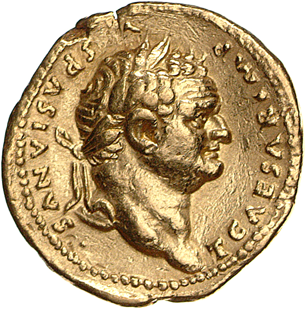 RIC II, Part 1 (second edition) Vespasian 868 Vespasian obverse, Head of Titus, laureate, right