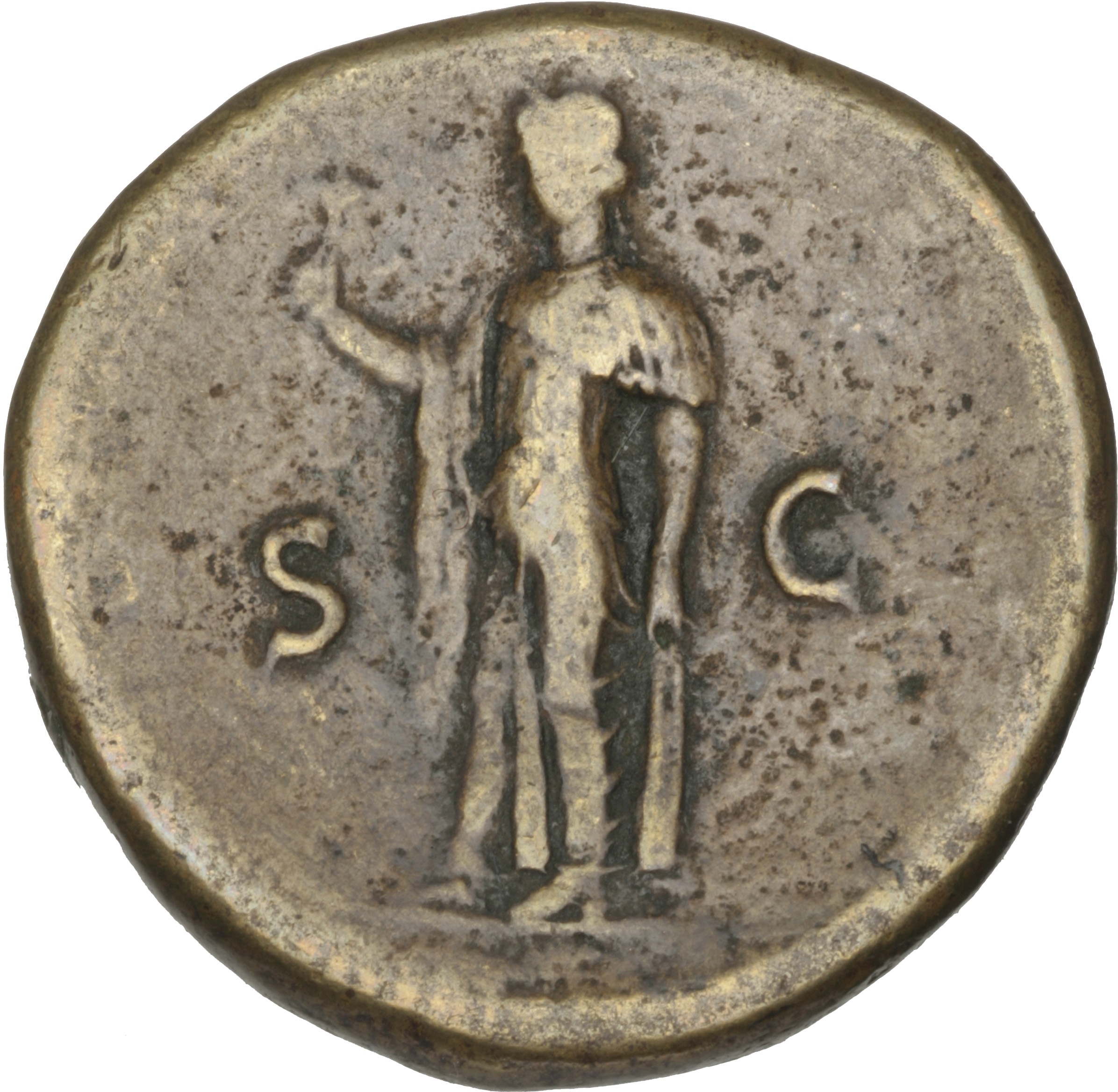 RIC II, Part 1 (second edition) Vespasian 884 Vespasian reverse, Spes standing, left holding flower in right and raising s...