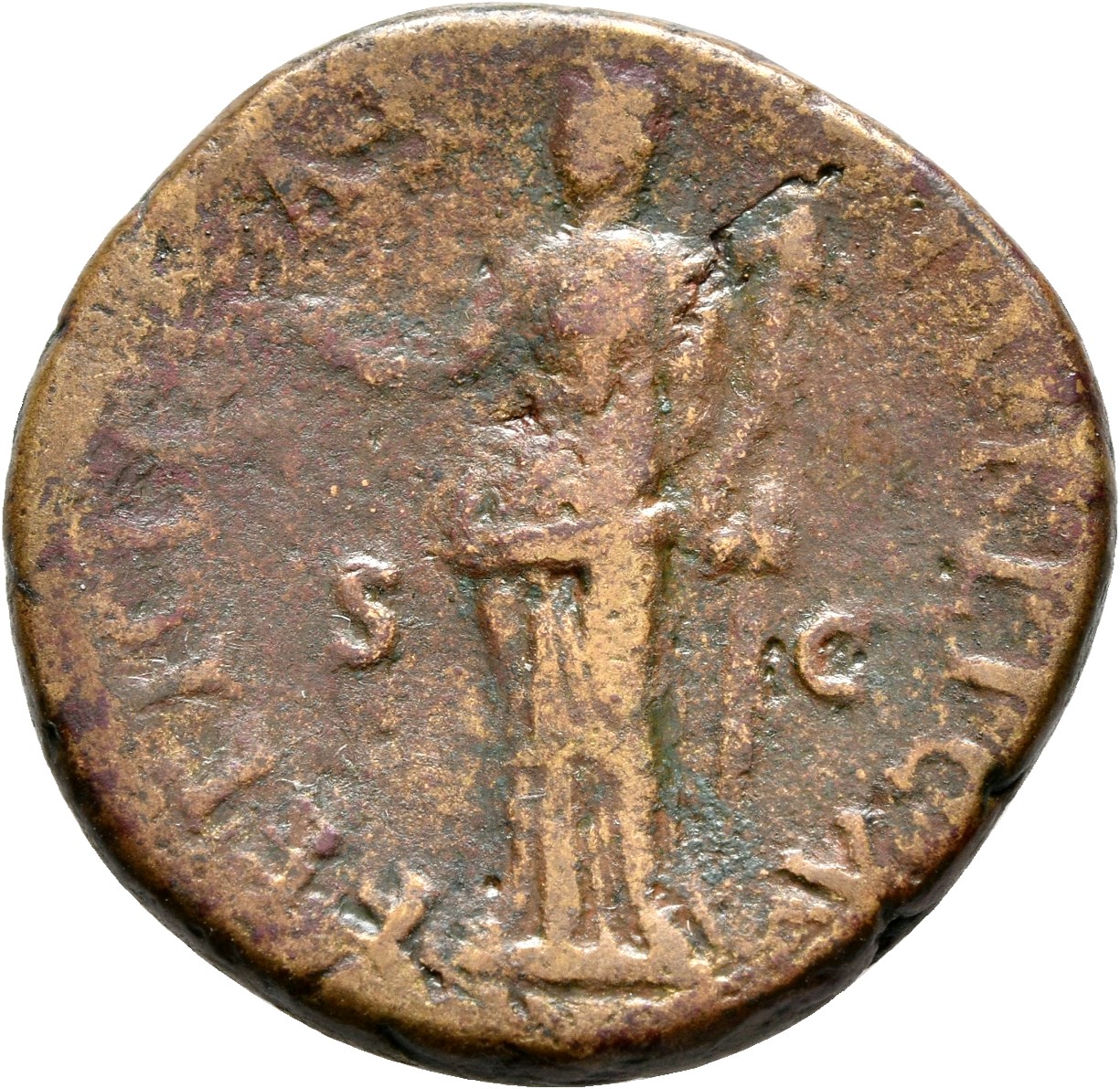 RIC II, Part 1 (second edition) Vespasian 887 Vespasian reverse, Felicitas, draped, standing left, holding winged caduceus...
