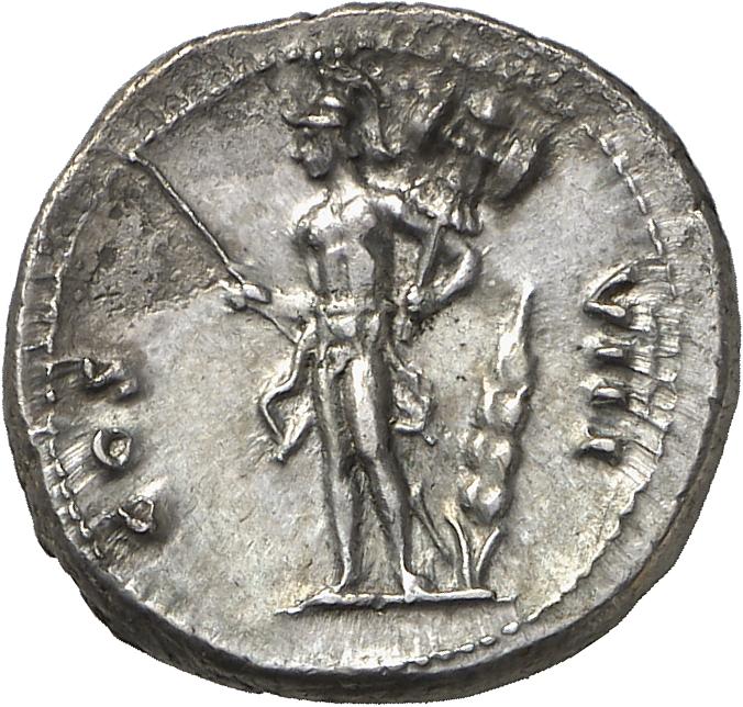 RIC II, Part 1 (second edition) Vespasian 939 Vespasian reverse, Mars, helmeted, naked except for cloak round waist, stand...