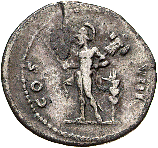 RIC II, Part 1 (second edition) Vespasian 940 Vespasian reverse, Mars, helmeted, naked except for cloak round waist, stand...