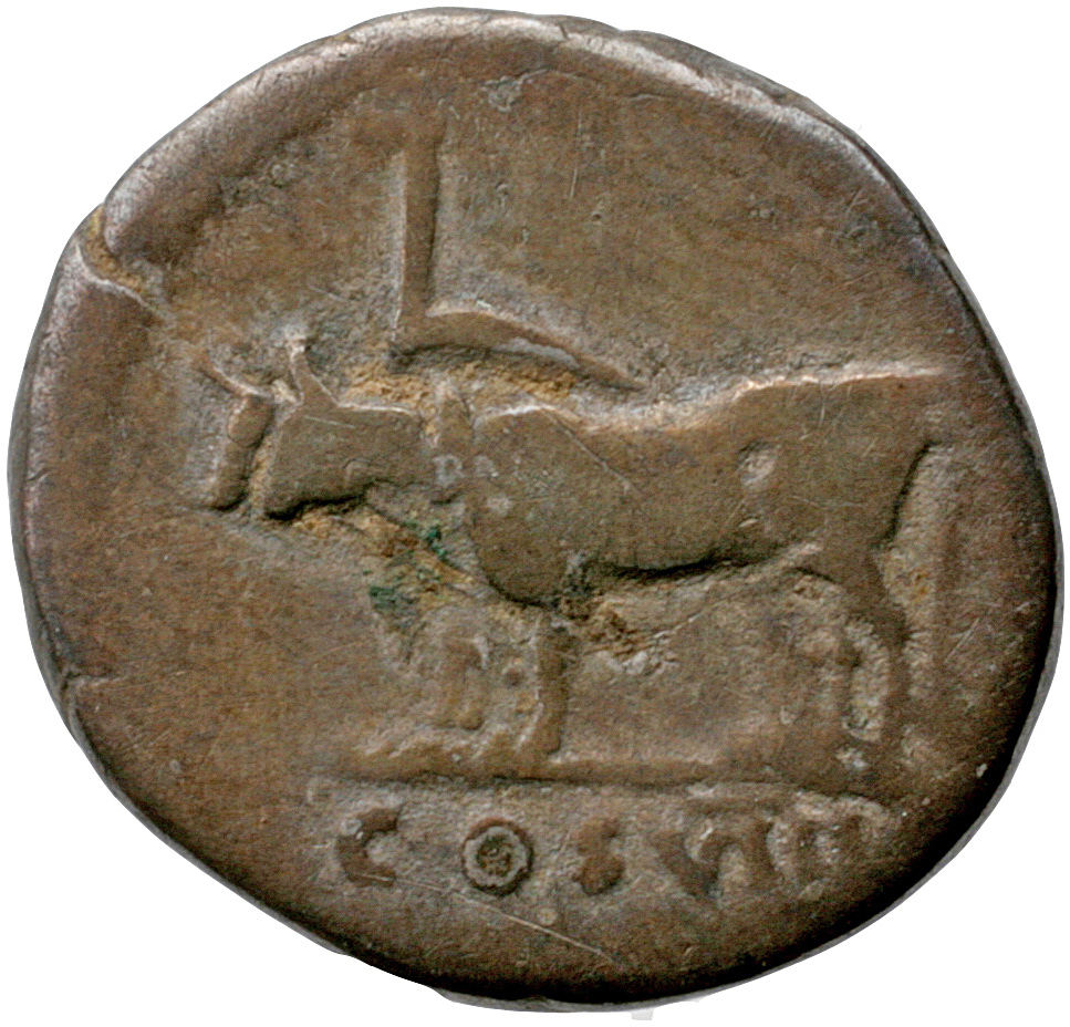 RIC II, Part 1 (second edition) Vespasian 943 Vespasian reverse, Pair of oxen under yoke, left