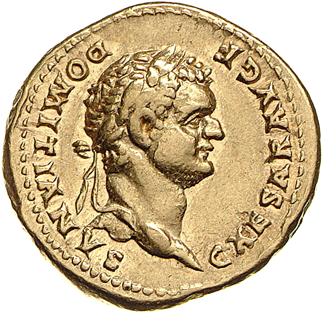 RIC II, Part 1 (second edition) Vespasian 959 Vespasian obverse, Head of Domitian, laureate, right
