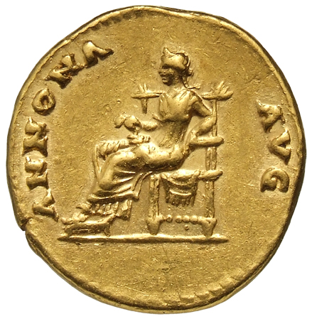 RIC II, Part 1 (second edition) Vespasian 963 Vespasian reverse, Annona, draped, seated left on throne, feet on stool, hol...