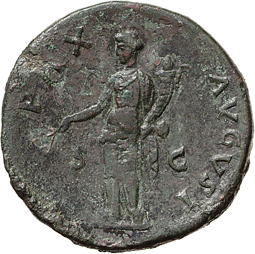 RIC II, Part 1 (second edition) Vespasian 992 Vespasian reverse, Pax standing left, holding branch and cornucopiae