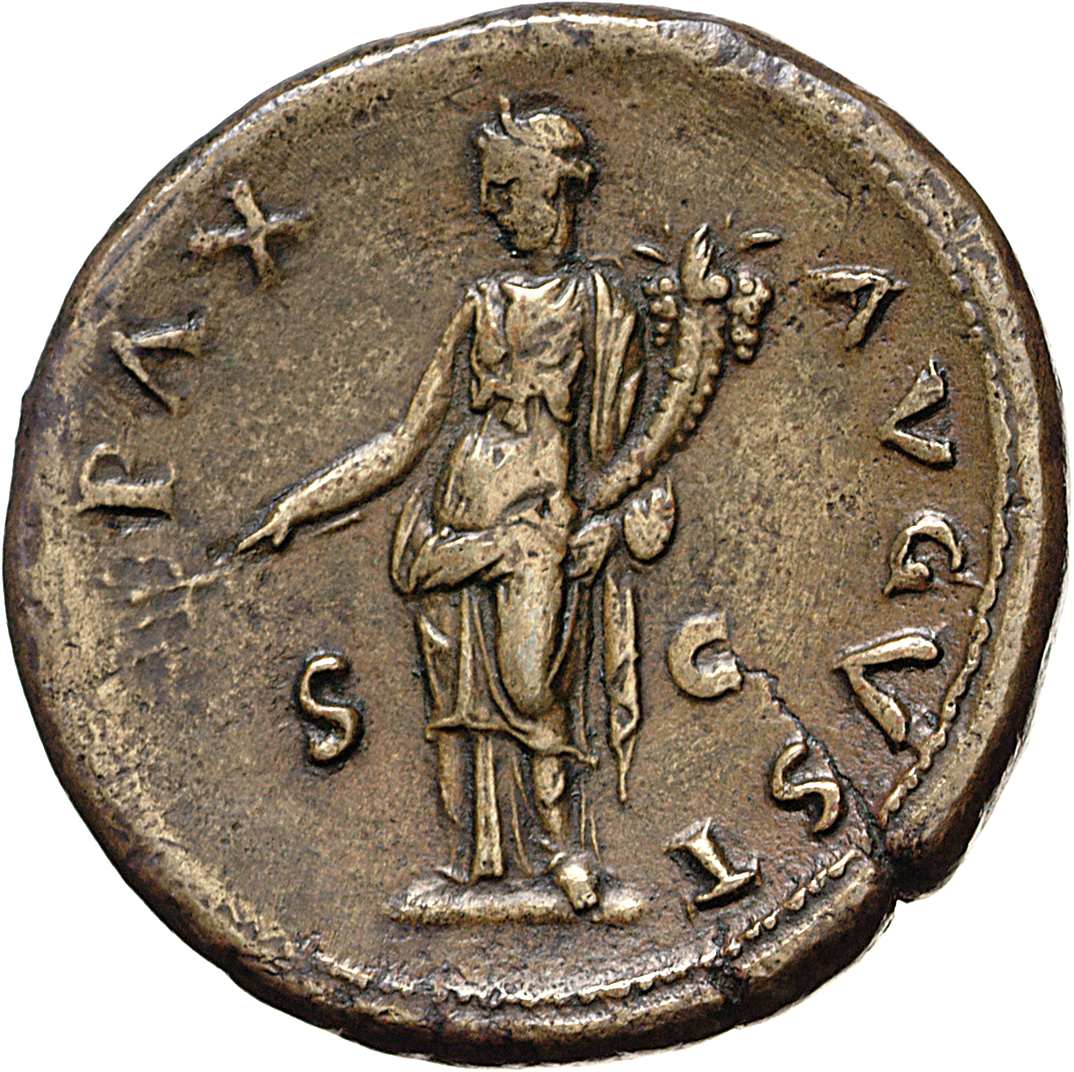 RIC II, Part 1 (second edition) Vespasian 993 Vespasian reverse, Pax standing left, holding branch and cornucopiae