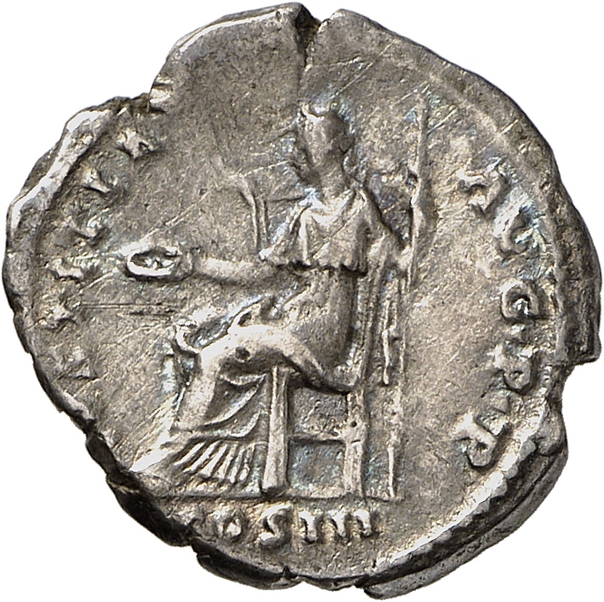 RIC II, Part 3 (second edition) Hadrian 1027 Hadrian reverse, Justitia seated left, holding patera and sceptre
