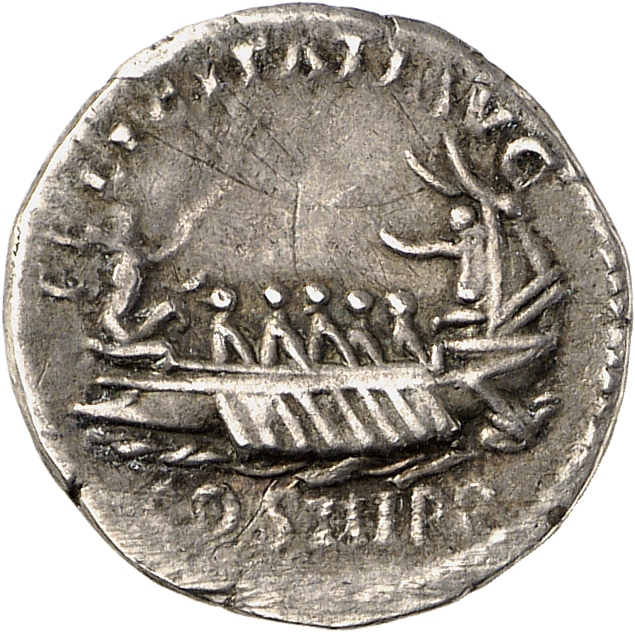 RIC II, Part 3 (second edition) Hadrian 1077 Hadrian reverse, Ship, left, sometimes with figurehead (Triton?)
