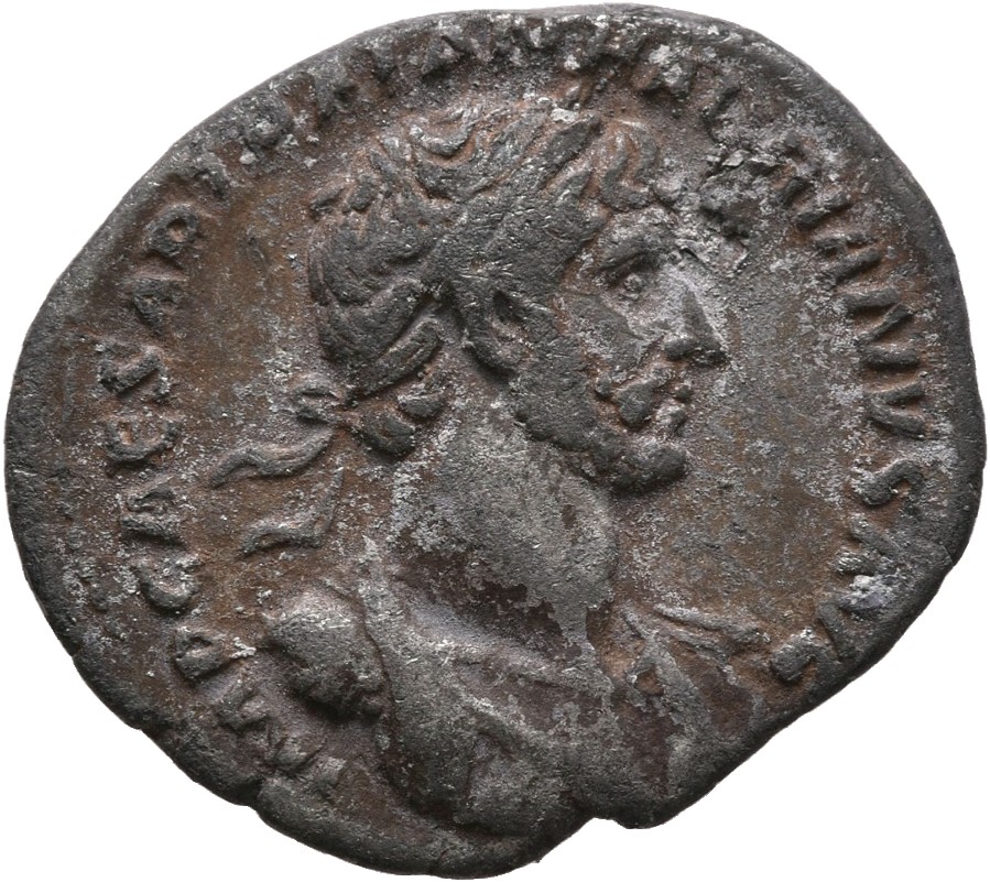 RIC II, Part 3 (second edition) Hadrian 110 Hadrian obverse, Bust of Hadrian, laureate, draped and cuirassed, right, viewe...