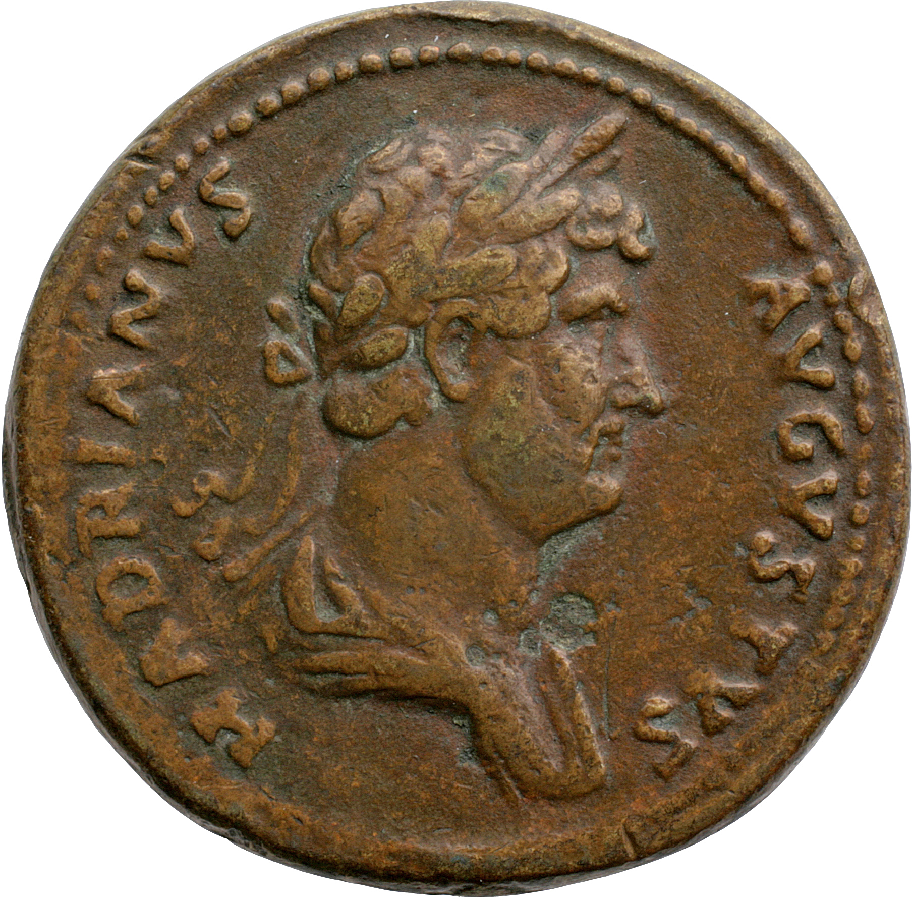RIC II, Part 3 (second edition) Hadrian 1203 Hadrian obverse, Bust of Hadrian, laureate, draped, right, viewed from rear o...