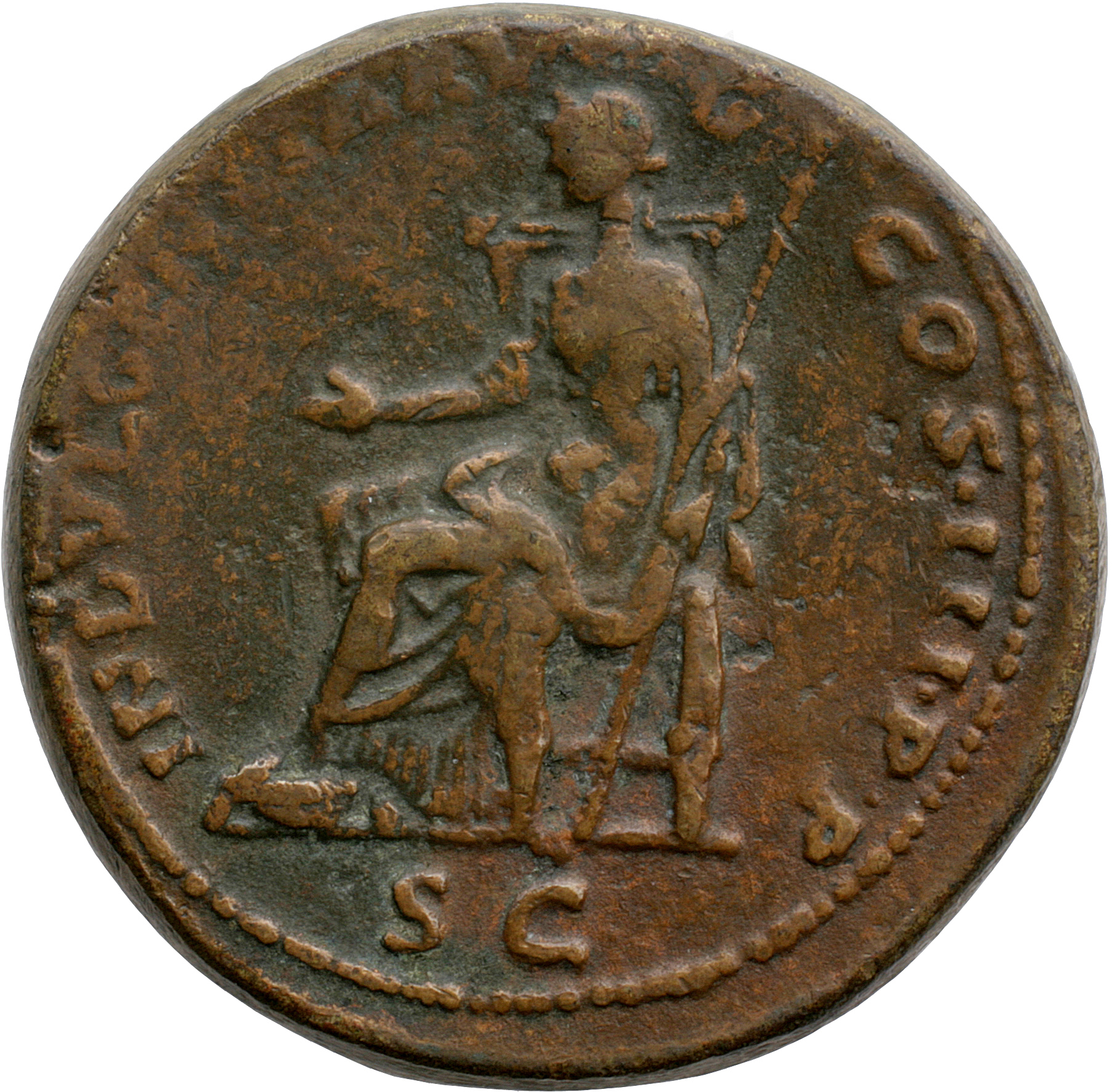 RIC II, Part 3 (second edition) Hadrian 1203 Hadrian reverse, Indulgentia seated left, extending hand and holding sceptre