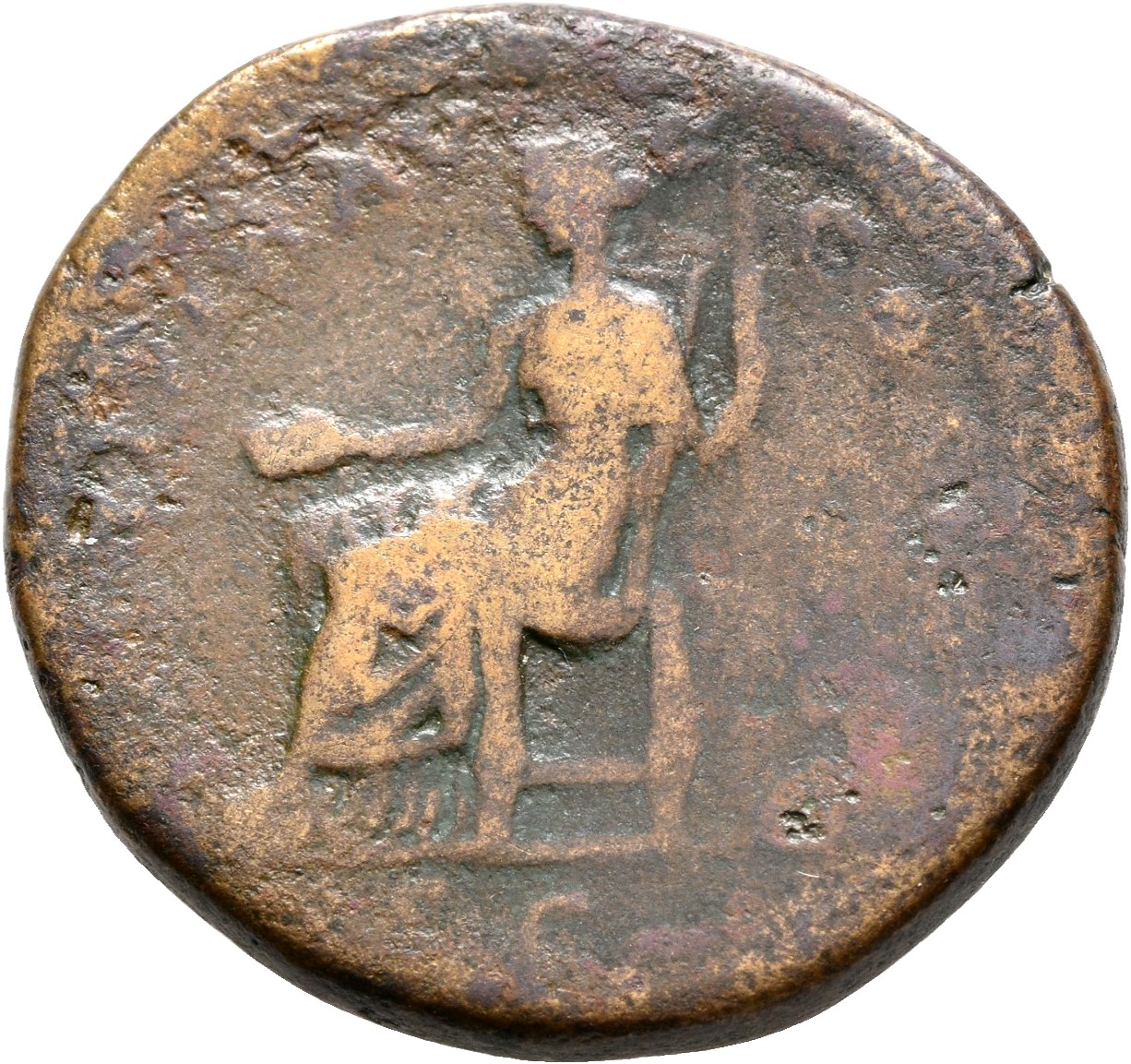 RIC II, Part 3 (second edition) Hadrian 1233 Hadrian reverse, Justitia seated left, holding patera and sceptre