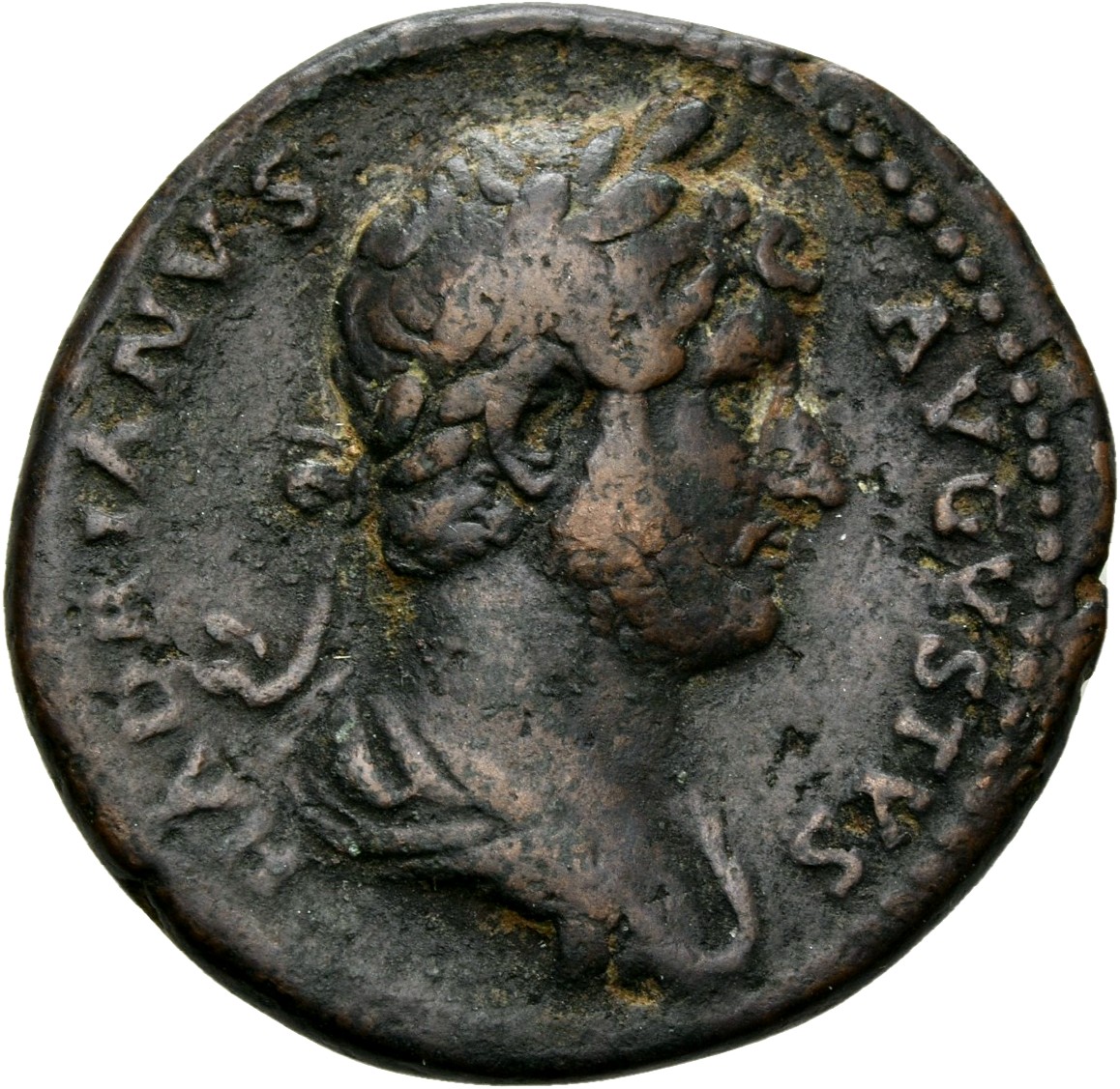 RIC II, Part 3 (second edition) Hadrian 1235 Hadrian obverse, Bust of Hadrian, laureate, draped, right, viewed from rear o...