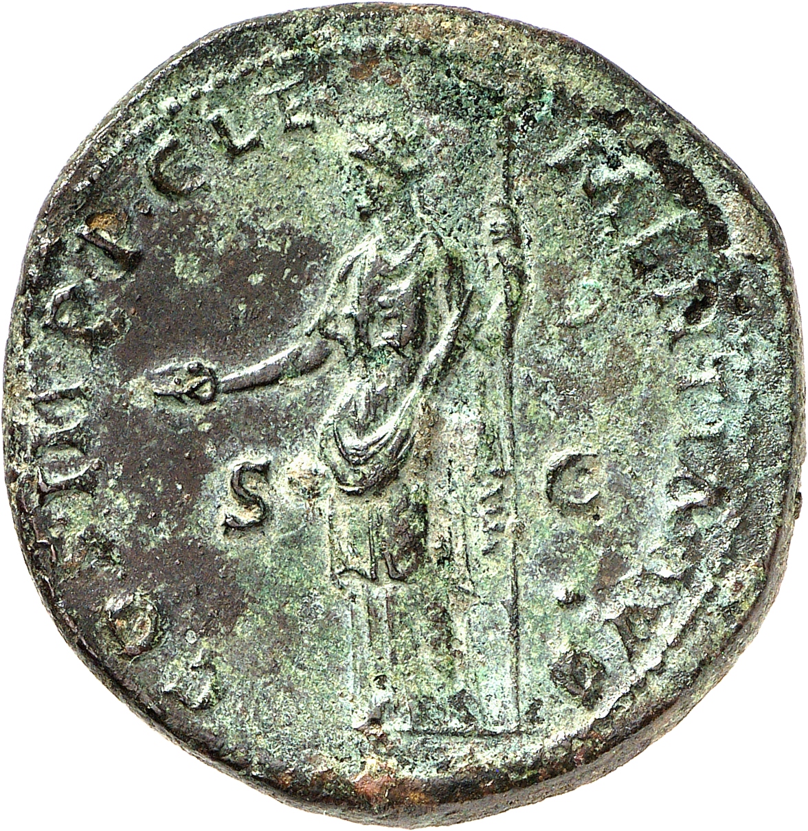 RIC II, Part 3 (second edition) Hadrian 1258 Hadrian reverse, Clementia standing left, holding patera and sceptre