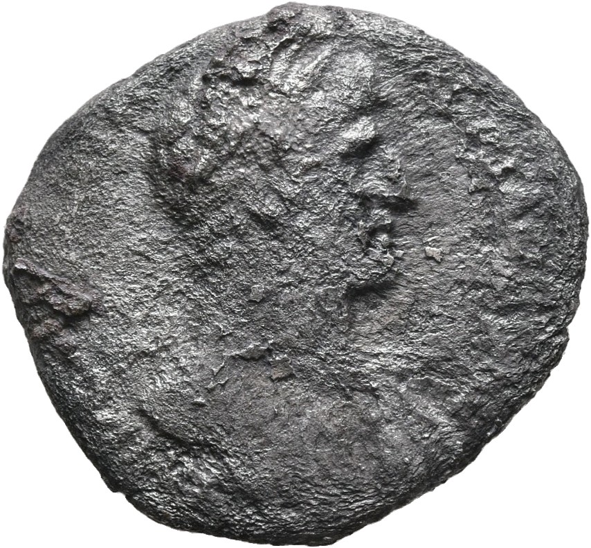 RIC II, Part 3 (second edition) Hadrian 127 Hadrian obverse, Bust of Hadrian, laureate, bare chest, traces of drapery on f...
