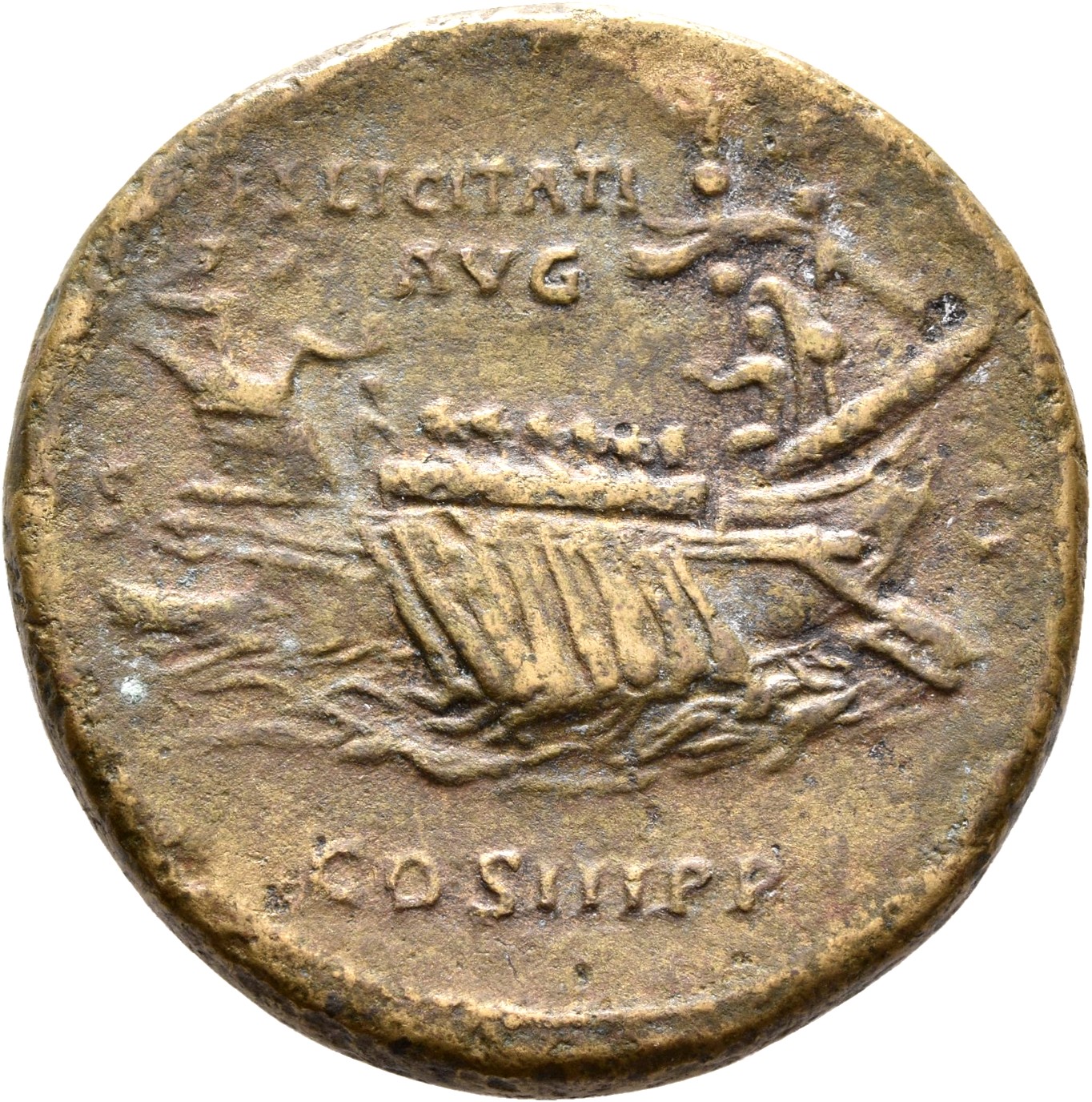 RIC II, Part 3 (second edition) Hadrian 1292 Hadrian reverse, Ship, left; Minerva Promachus, Triton, or Pegasus as figurehead