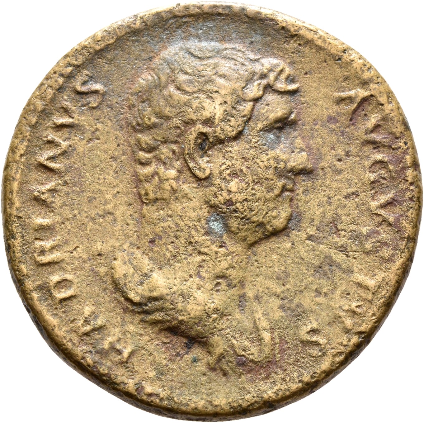 RIC II, Part 3 (second edition) Hadrian 1292 Hadrian obverse, Bust of Hadrian, draped, right, viewed from rear or side