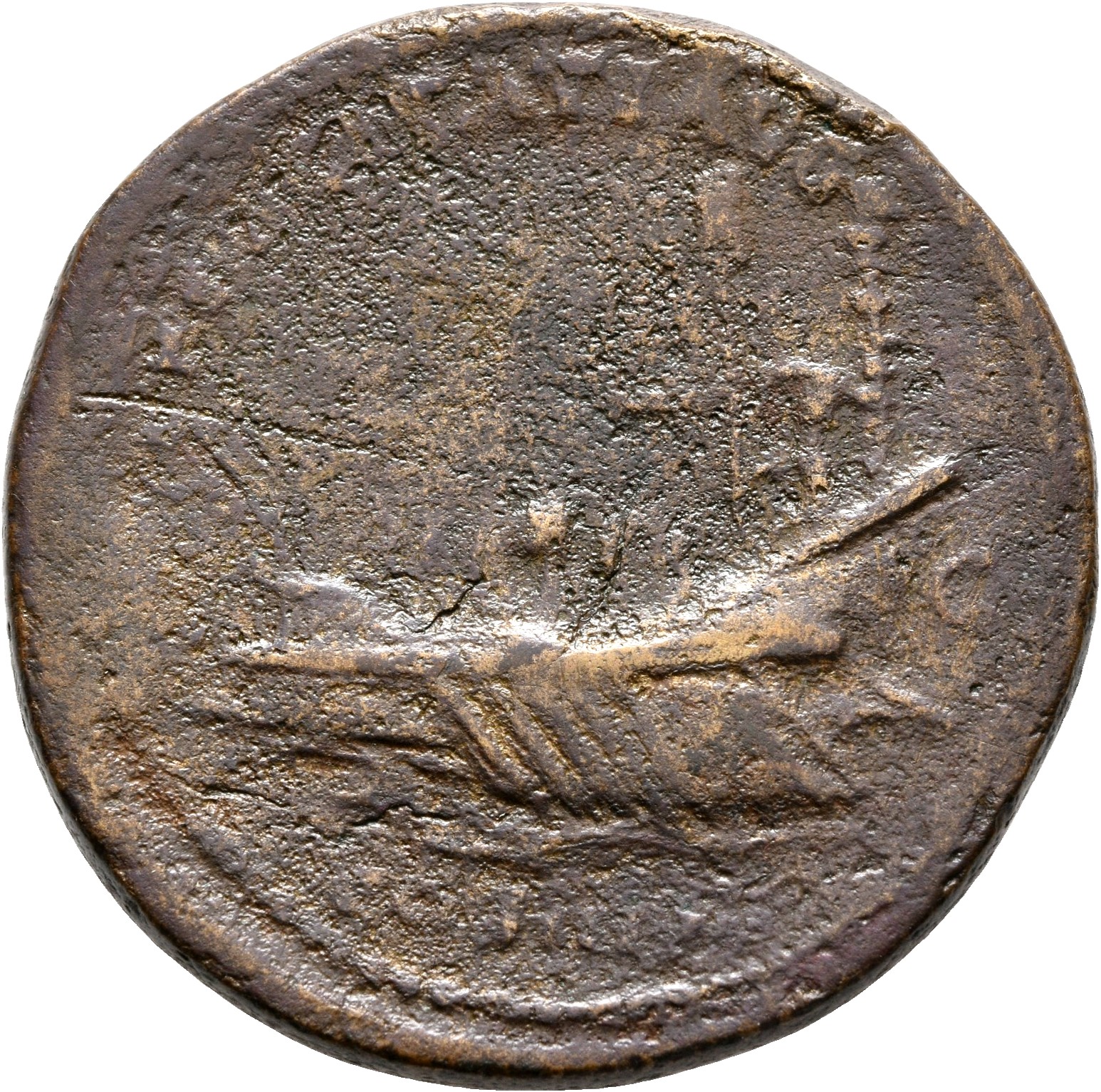 RIC II, Part 3 (second edition) Hadrian 1295 Hadrian reverse, Ship, left; Minerva Promachus, Triton, or Pegasus as figurehead