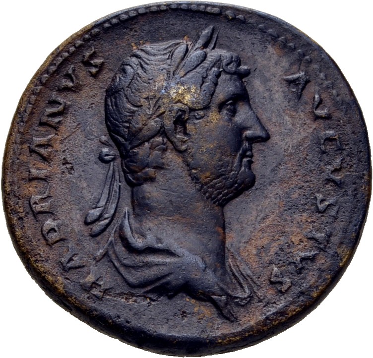 RIC II, Part 3 (second edition) Hadrian 1301 Hadrian obverse, Bust of Hadrian, laureate, draped, right, viewed from rear o...