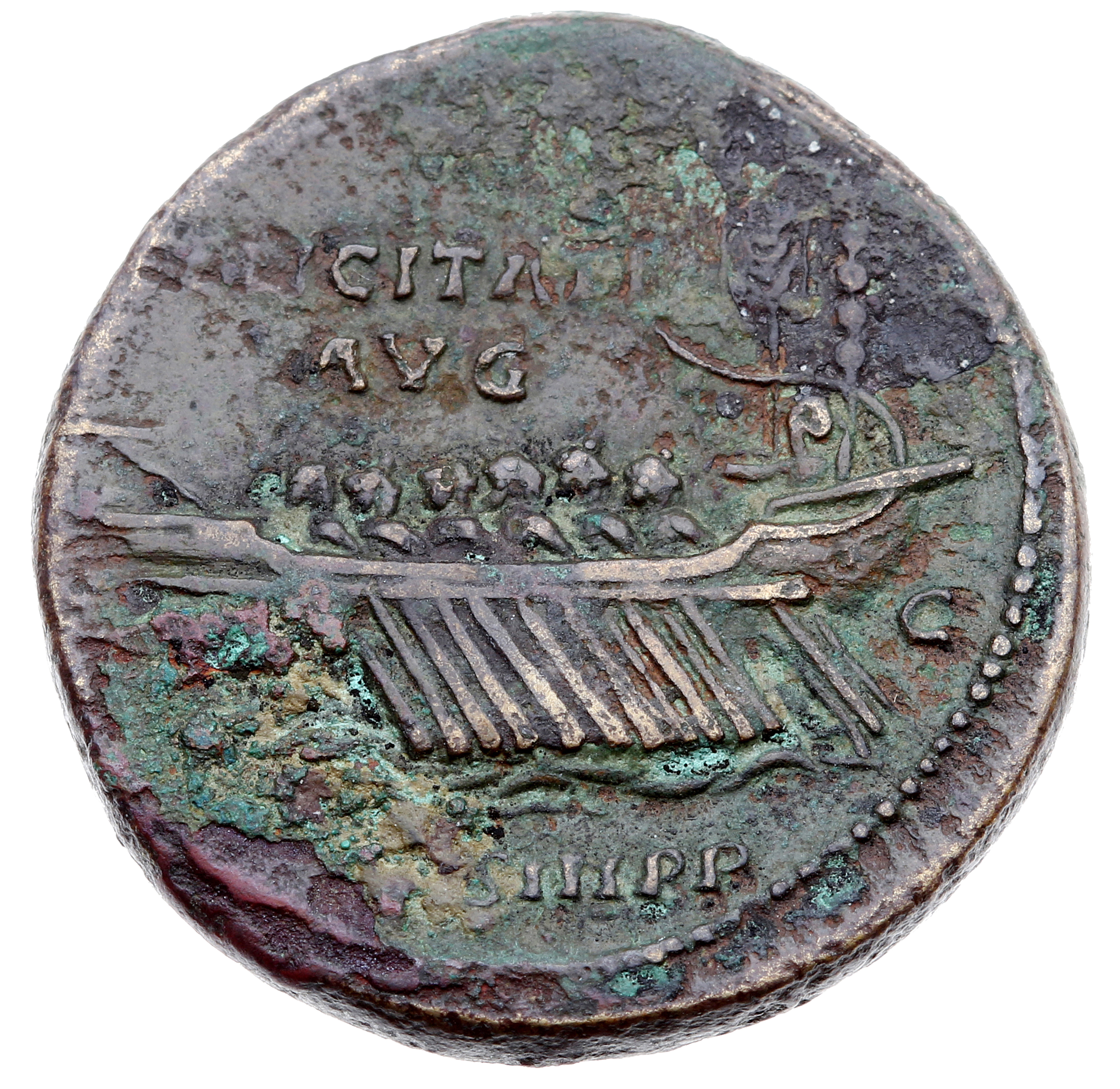 RIC II, Part 3 (second edition) Hadrian 1329 Hadrian reverse, Ship, left, under full sail; figurehead sometimes present; l...