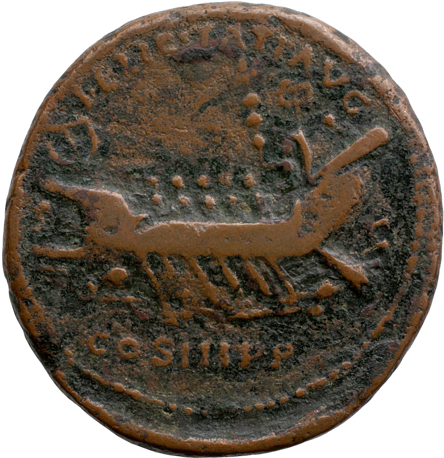 RIC II, Part 3 (second edition) Hadrian 1333 Hadrian reverse, Ship, left, under full sail; figurehead sometimes present; l...