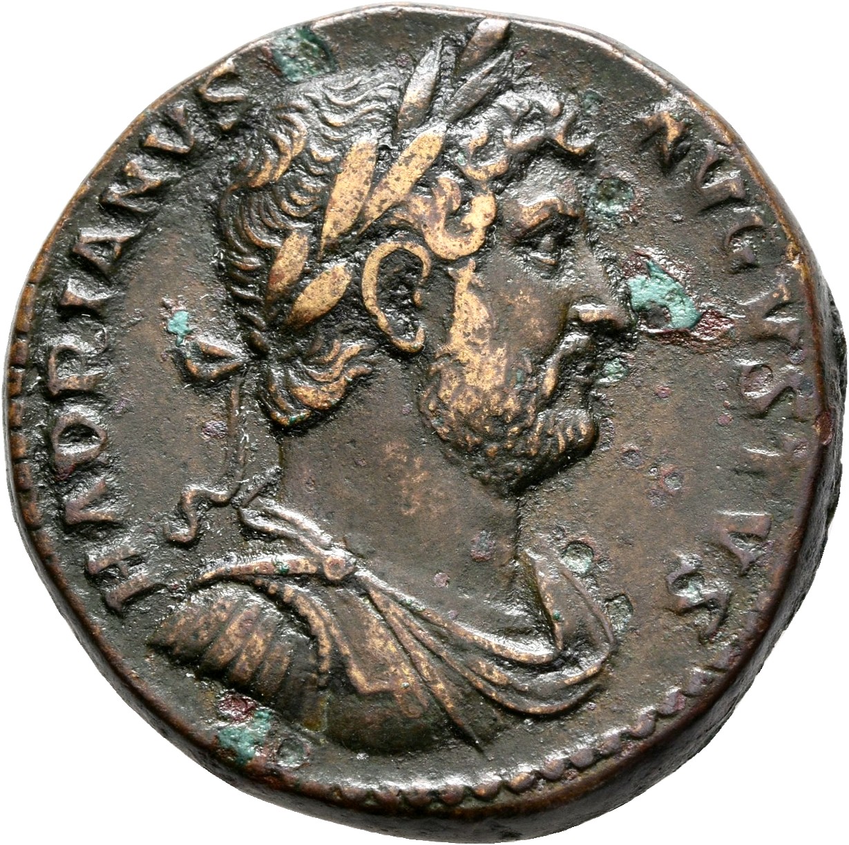 RIC II, Part 3 (second edition) Hadrian 1333 Hadrian obverse, Bust of Hadrian, draped, right, viewed from rear or side