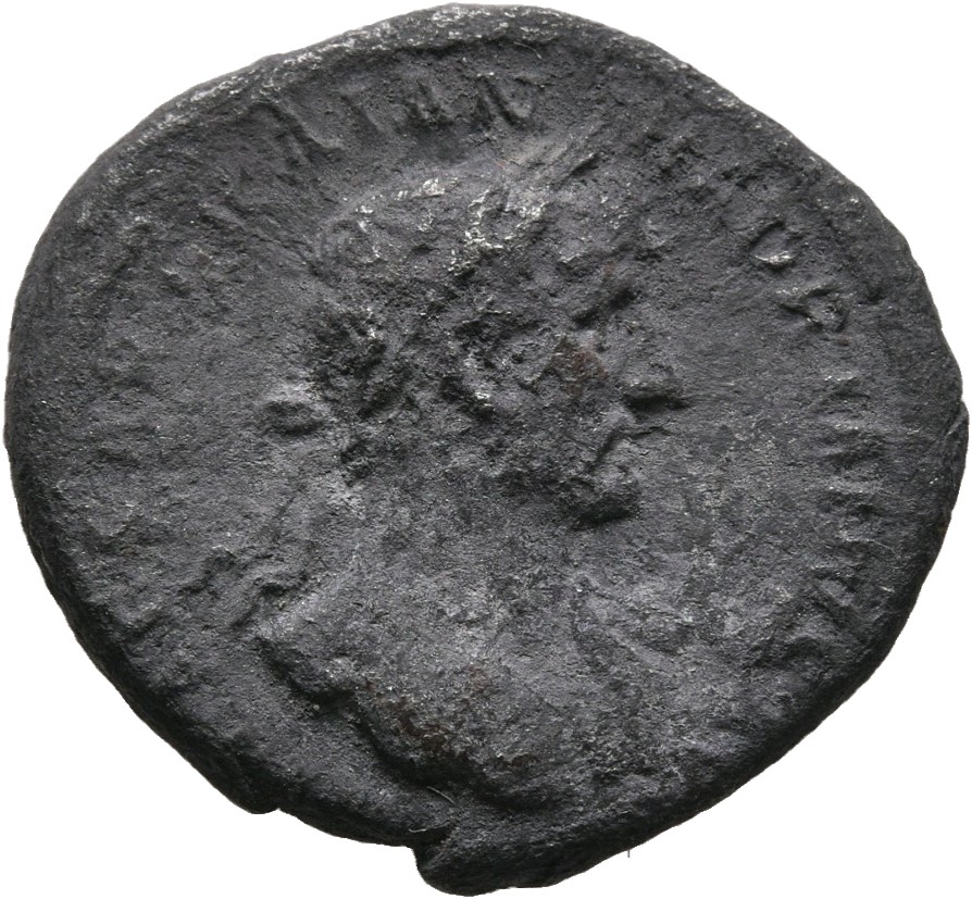 RIC II, Part 3 (second edition) Hadrian 134 Hadrian obverse, Bust of Hadrian, laureate, bare chest, traces of drapery on f...