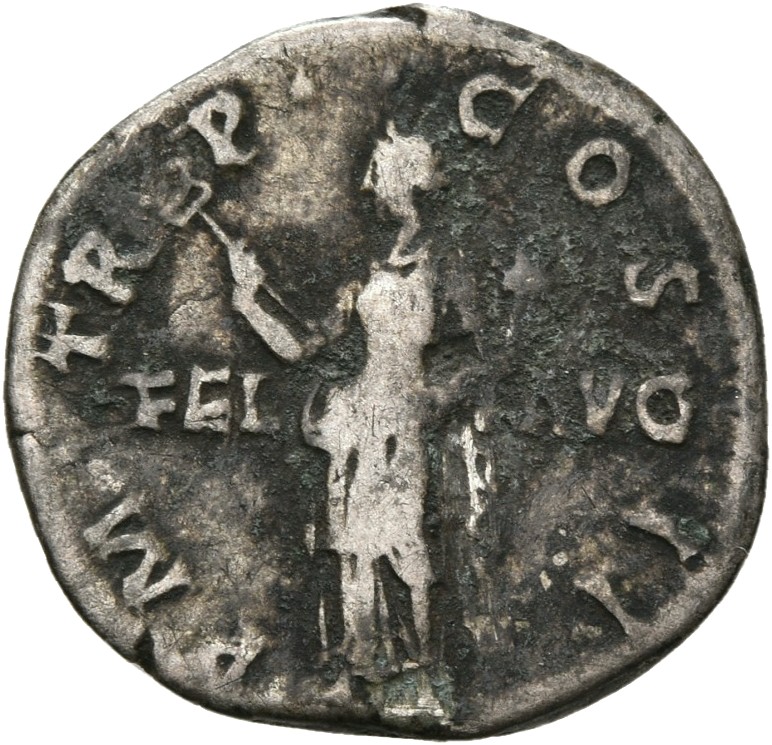 RIC II, Part 3 (second edition) Hadrian 134 Hadrian reverse, Felicitas, standing left, holding caduceus and cornucopia