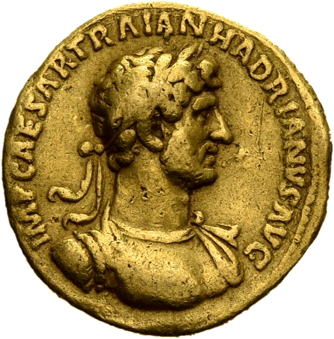 RIC II, Part 3 (second edition) Hadrian 135 Hadrian obverse, Bust of Hadrian, laureate, cuirassed, right, viewed from front