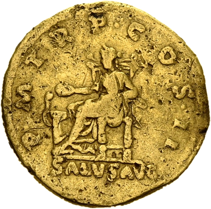 RIC II, Part 3 (second edition) Hadrian 135 Hadrian reverse, Salus, seated left, holding patera, feeding snake coiled arou...