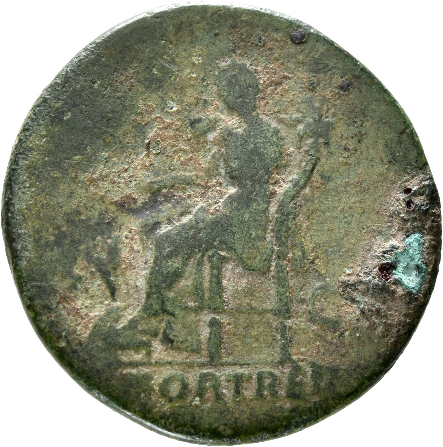 RIC II, Part 3 (second edition) Hadrian 1351 Hadrian reverse, Fortuna seated left, holding rudder and cornucopia