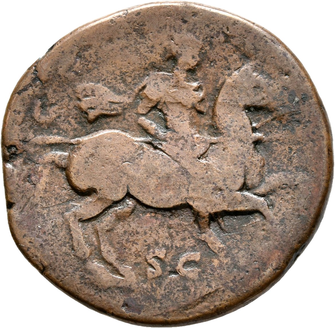RIC II, Part 3 (second edition) Hadrian 1366 Hadrian reverse, Hadrian riding right, holding spear