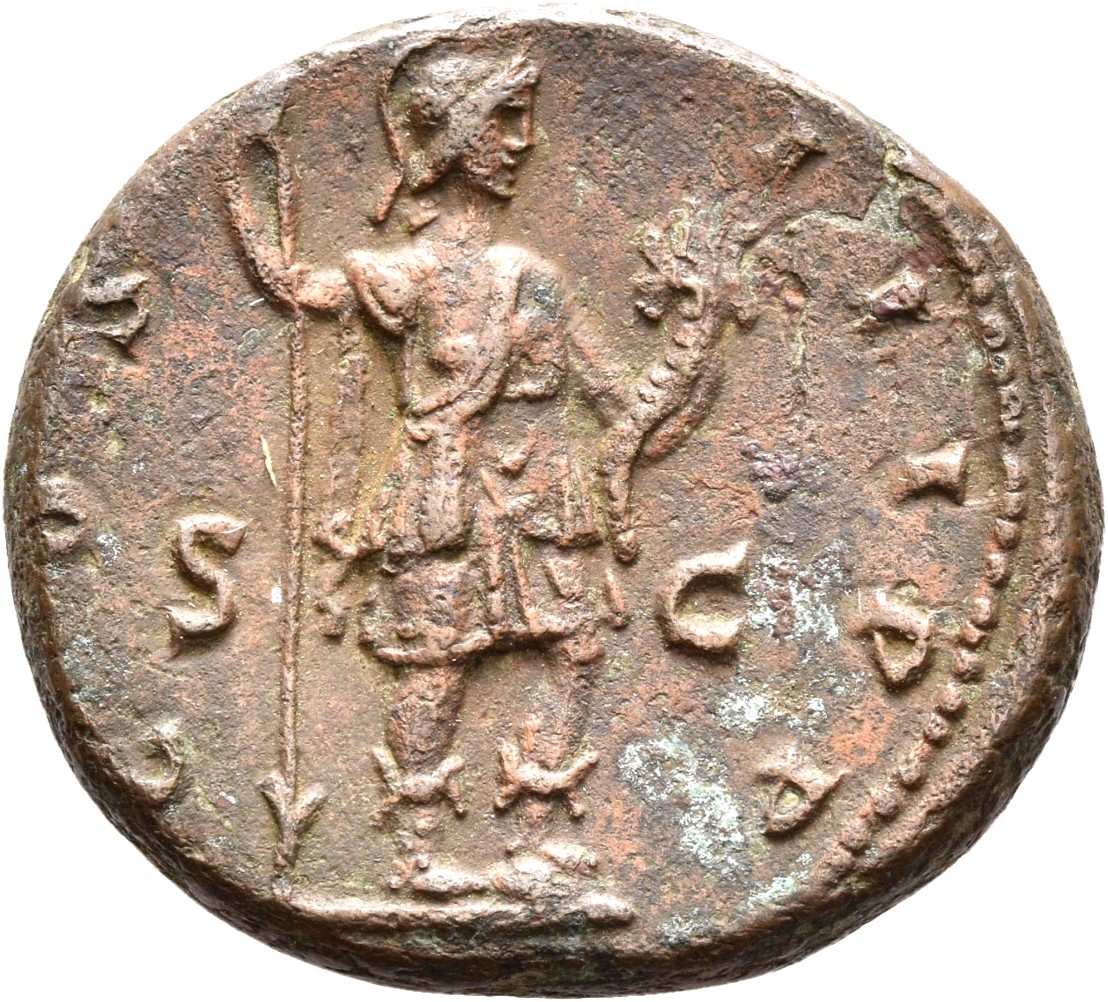 RIC II, Part 3 (second edition) Hadrian 1373 Hadrian reverse, Roma standing right, resting foot on helmet, holding spear a...
