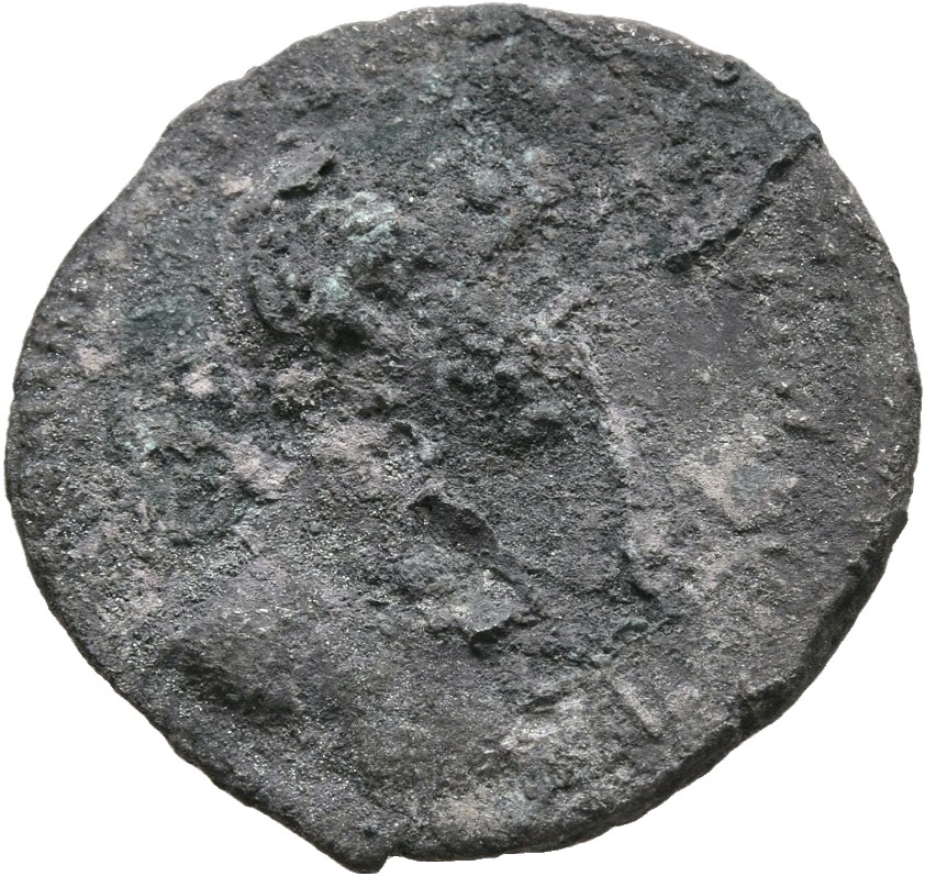 RIC II, Part 3 (second edition) Hadrian 14 Hadrian obverse, Bust of Hadrian, laureate, bare chest, traces of drapery on fa...