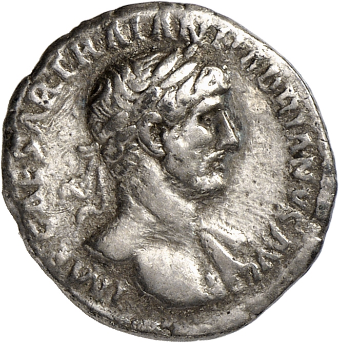 RIC II, Part 3 (second edition) Hadrian 140 Hadrian obverse, Bust of Hadrian, laureate, bare chest, traces of drapery on f...