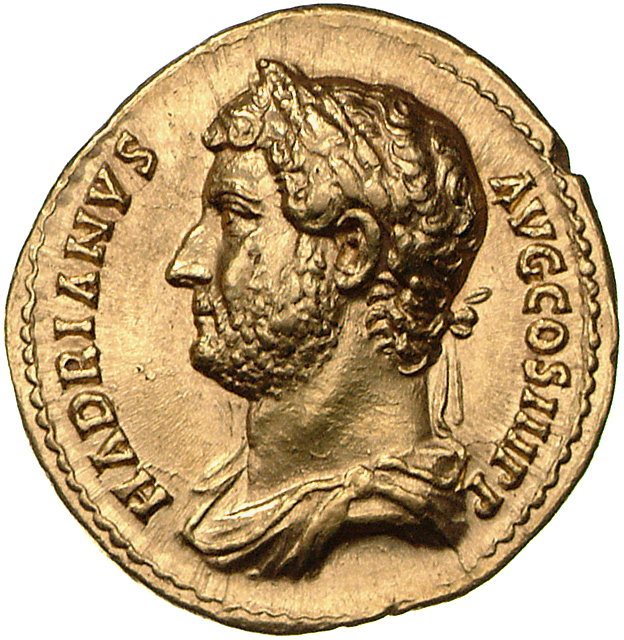 RIC II, Part 3 (second edition) Hadrian 1478 Hadrian obverse, Bust of Hadrian, laureate, draped, left, viewed from rear or...