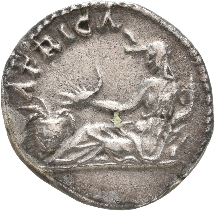 RIC II, Part 3 (second edition) Hadrian 1496 Hadrian reverse, Africa, wearing elephant scalp, reclining left, holding scor...
