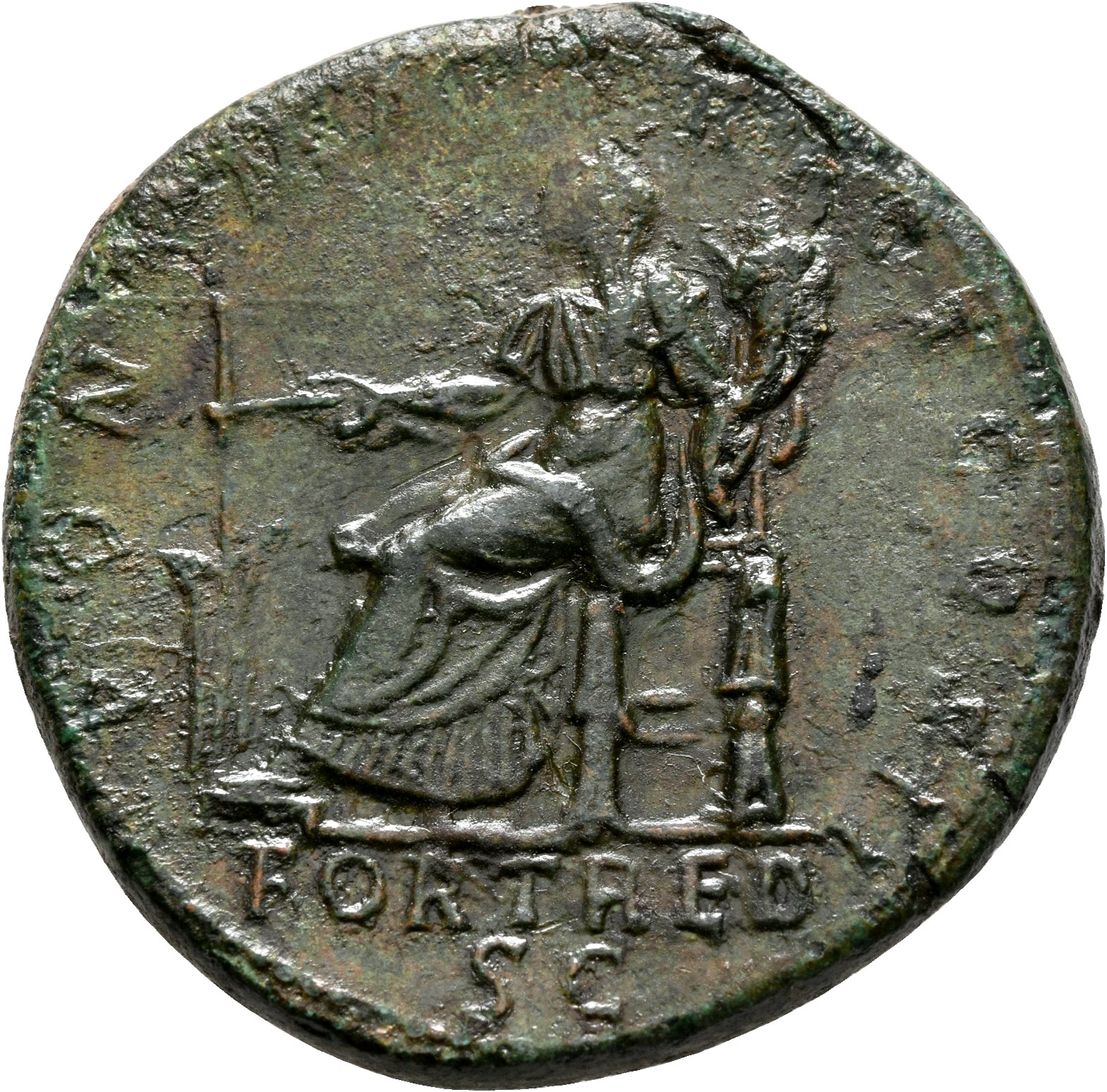 RIC II, Part 3 (second edition) Hadrian 150 Hadrian reverse, Fortuna seated left, holding rudder and cornucopia